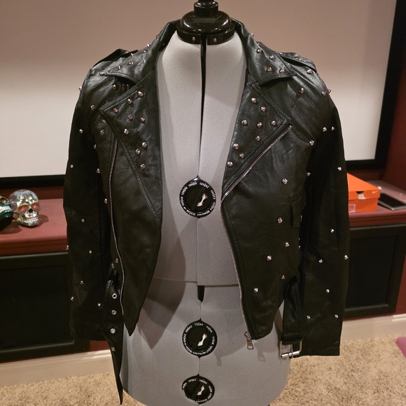Ci Sono Jackets & Blazers - Studded Black Leather Moto Jacket - Women